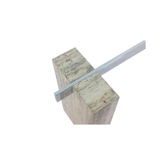 Image 1 of Vintage glass and travertine console, Italy 1980