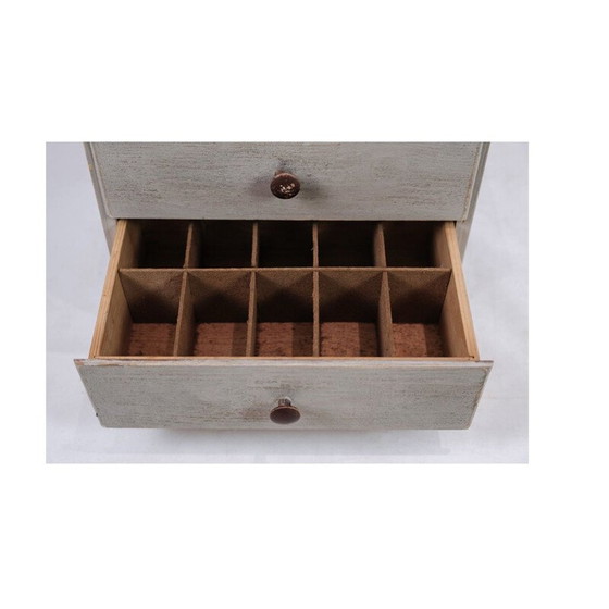 Image 1 of Cassettiera vintage dipinta in grigio in stile gustaviano, anni '40 dell'Ottocento