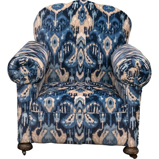 Mid century velvet armchair with sunburst back, 1930s