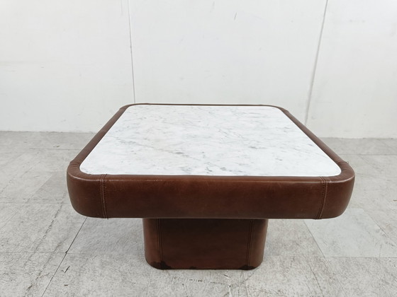 Image 1 of De Sede leather and marble coffee table