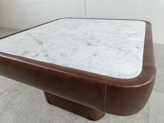 Image 1 of De Sede leather and marble coffee table