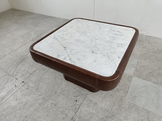 Image 1 of De Sede leather and marble coffee table