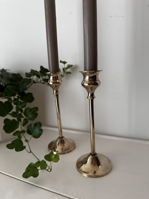 Set Of 2 Brass Candlesticks