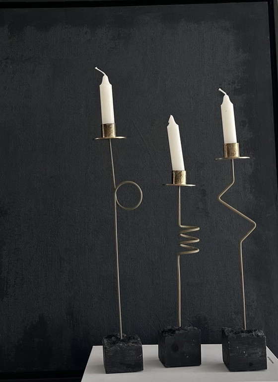 Image 1 of Vintage Ikea Kräsen Zigzag Candlesticks Ehlén Johansson