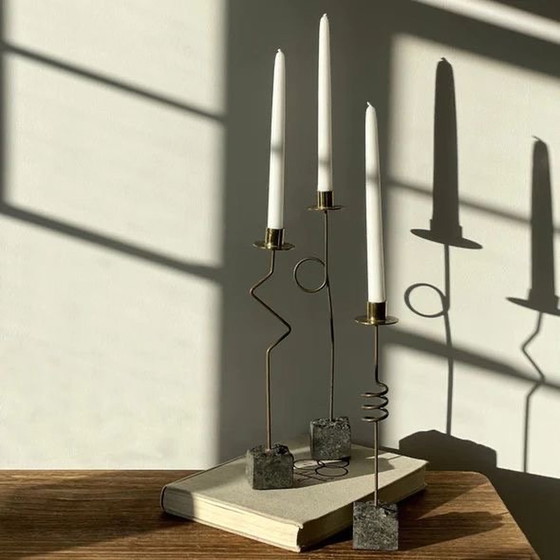 Image 1 of Vintage Ikea Kräsen Zigzag Candlesticks Ehlén Johansson