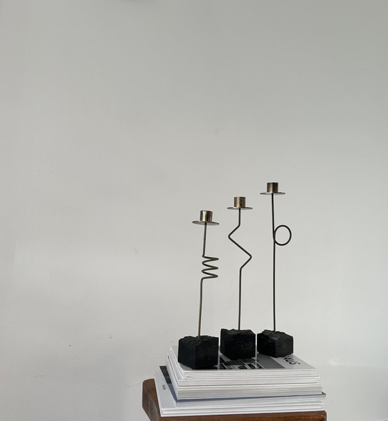 Image 1 of Vintage Ikea Kräsen Zigzag Candlesticks Ehlén Johansson