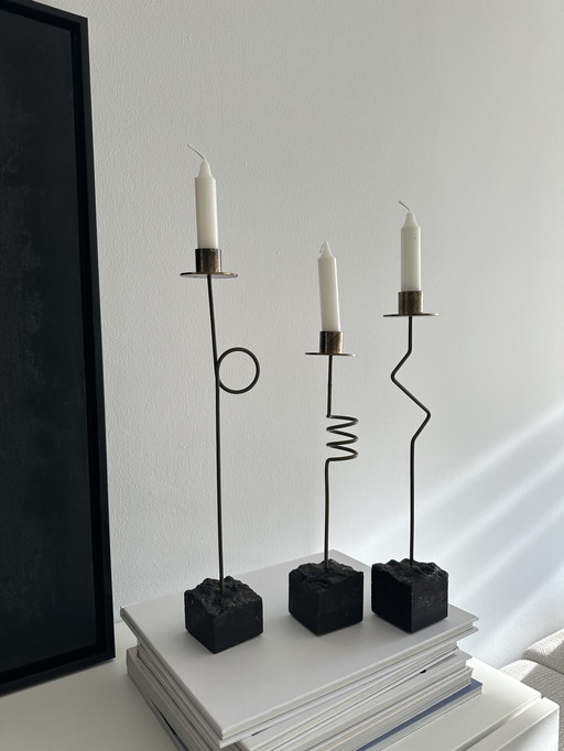 Vintage Ikea Kräsen Zigzag Candlesticks Ehlén Johansson