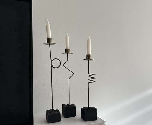Vintage Ikea Kräsen Zigzag Candlesticks Ehlén Johansson