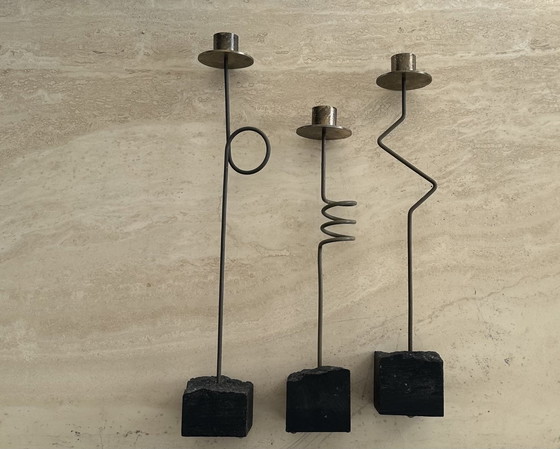 Image 1 of Vintage Ikea Kräsen Zigzag Candlesticks Ehlén Johansson