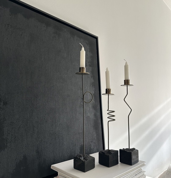 Image 1 of Vintage Ikea Kräsen Zigzag Candlesticks Ehlén Johansson