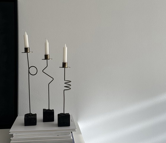 Image 1 of Vintage Ikea Kräsen Zigzag Candlesticks Ehlén Johansson