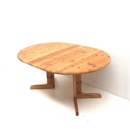 Table de salle à manger extensible en pin fabriquée dans les années 1970