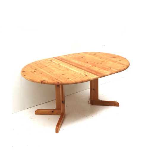 Table de salle à manger extensible en pin fabriquée dans les années 1970