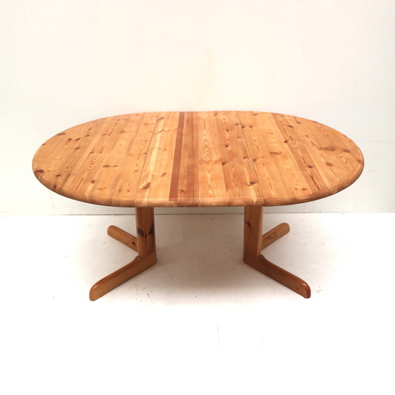 Image 1 of Table de salle à manger extensible en pin fabriquée dans les années 1970