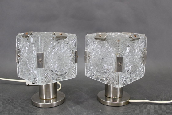 Image 1 of 1970S Pair Of Glass Table Lamps By Kamenicky Senov, Czechoslovakia