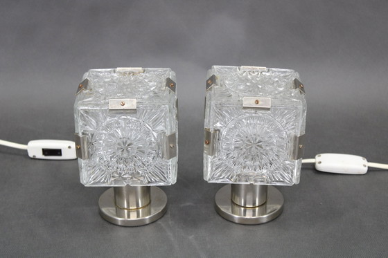 Image 1 of 1970S Pair Of Glass Table Lamps By Kamenicky Senov, Czechoslovakia