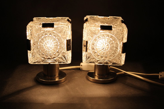 Image 1 of 1970S Pair Of Glass Table Lamps By Kamenicky Senov, Czechoslovakia