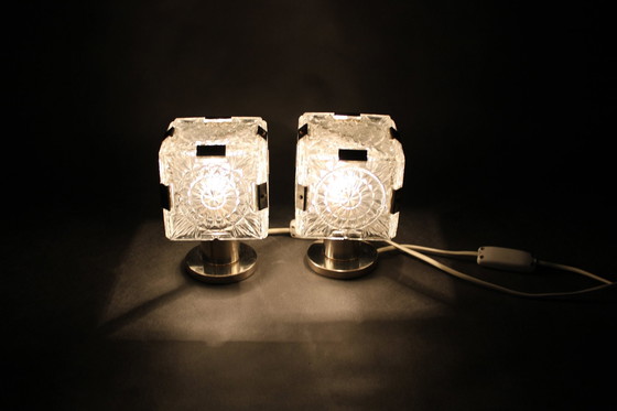 Image 1 of 1970S Pair Of Glass Table Lamps By Kamenicky Senov, Czechoslovakia