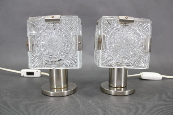 Image 1 of 1970S Pair Of Glass Table Lamps By Kamenicky Senov, Czechoslovakia