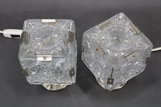 Image 1 of 1970S Pair Of Glass Table Lamps By Kamenicky Senov, Czechoslovakia