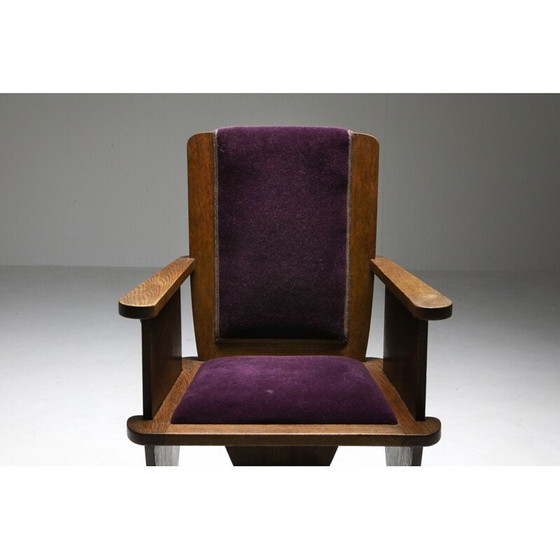 Image 1 of Poltrona insolita da scuola vintage con velluto viola, Amsterdam, anni '30