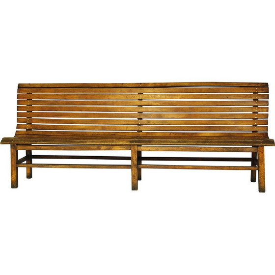 Image 1 of Vintage indoor railway station bench in solid beech wood, 1930