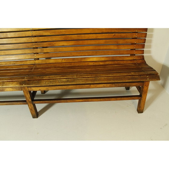 Image 1 of Vintage indoor railway station bench in solid beech wood, 1930