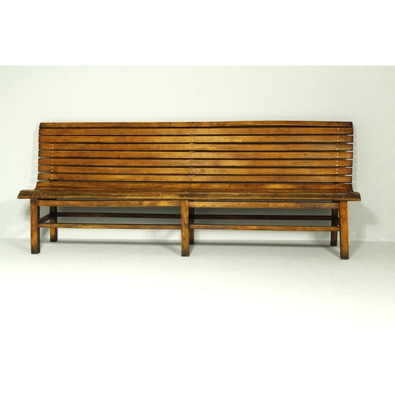 Image 1 of Vintage indoor railway station bench in solid beech wood, 1930