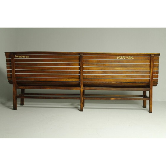 Image 1 of Vintage indoor railway station bench in solid beech wood, 1930