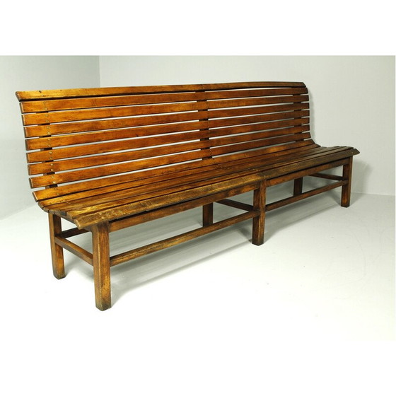 Image 1 of Vintage indoor railway station bench in solid beech wood, 1930