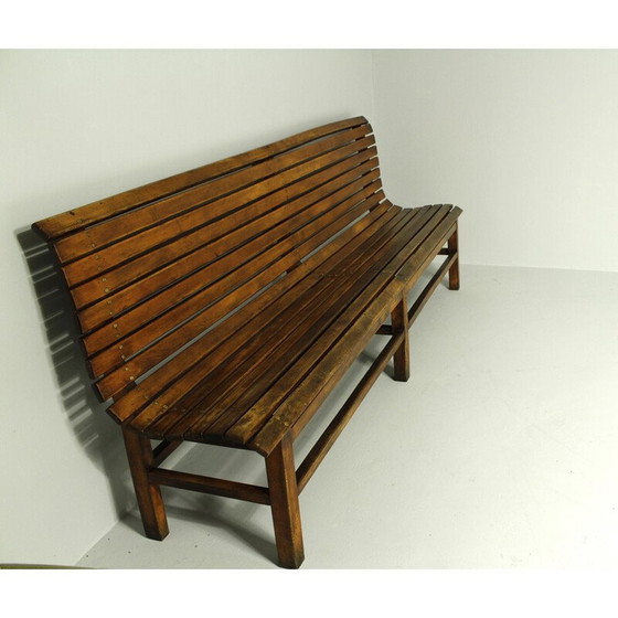 Image 1 of Vintage indoor railway station bench in solid beech wood, 1930