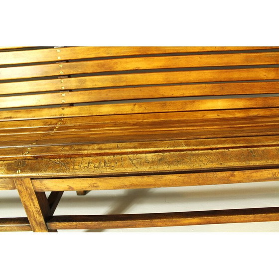 Image 1 of Vintage indoor railway station bench in solid beech wood, 1930