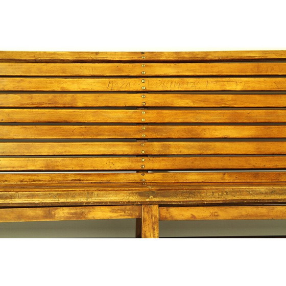 Image 1 of Vintage indoor railway station bench in solid beech wood, 1930