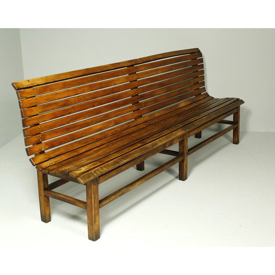 Image 1 of Vintage indoor railway station bench in solid beech wood, 1930
