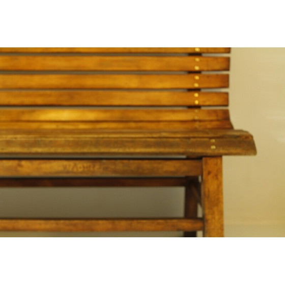 Image 1 of Vintage indoor railway station bench in solid beech wood, 1930
