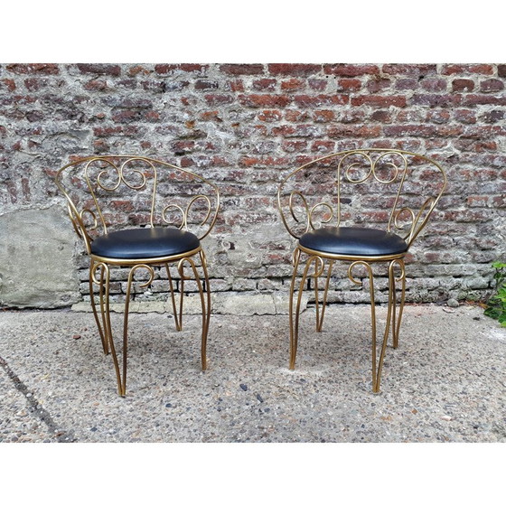 Image 1 of Coppia di poltrone vintage con volute in ottone 1960