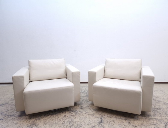 Image 1 of Walter Knoll Nelson Set Fauteuil pivotant Fauteuil design en cuir véritable gris clair