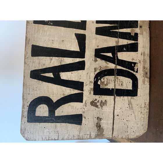 Image 1 of Vintage wooden "slow down danger" sign