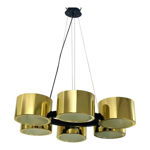 Contemporary Italian Oval Metal Gold Chandelier