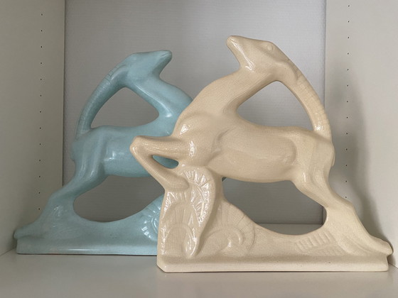 Image 1 of Ceramic Animals: 2 Jumping Capricorns