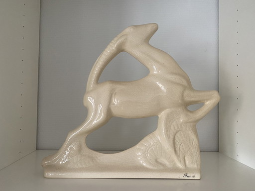 Ceramic Animals: 2 Jumping Capricorns