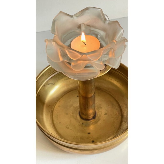 Image 1 of Vintage brass and glass candlestick