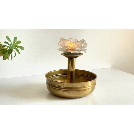 Image 1 of Vintage brass and glass candlestick