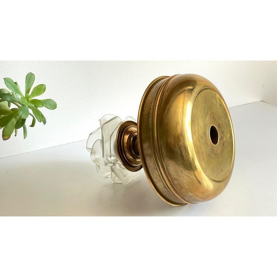 Image 1 of Vintage brass and glass candlestick