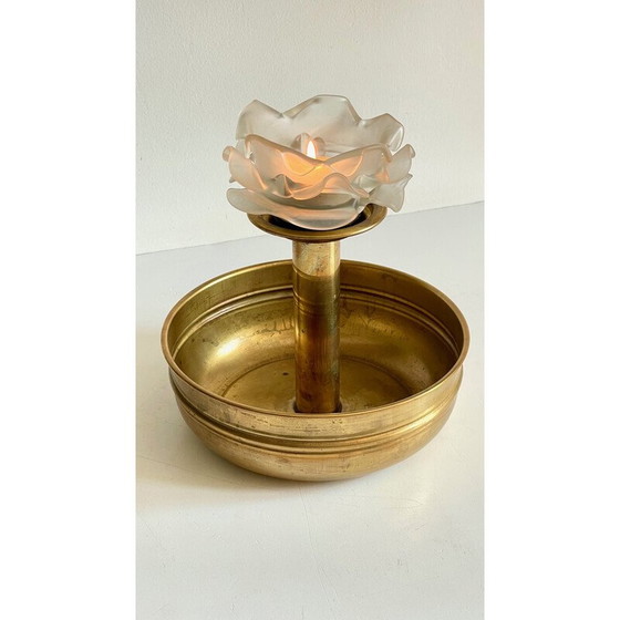 Image 1 of Vintage brass and glass candlestick