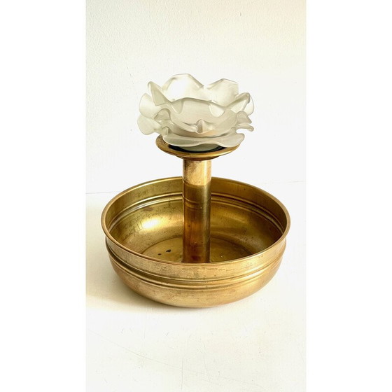 Image 1 of Vintage brass and glass candlestick