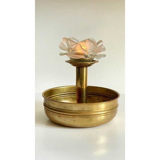 Image 1 of Vintage brass and glass candlestick