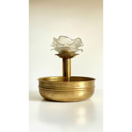 Image 1 of Vintage brass and glass candlestick