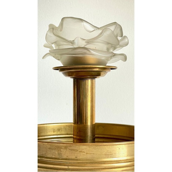 Image 1 of Vintage brass and glass candlestick