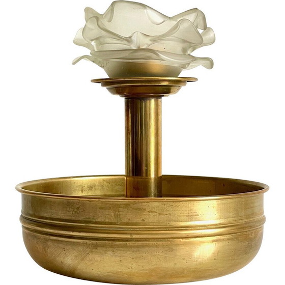 Image 1 of Vintage brass and glass candlestick